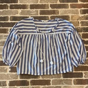 Blue and white striped Peasant top